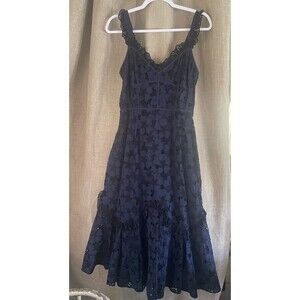 Rebecca Taylor NWT $595 SL Adrianna Women’s Dress Blueberry  Zip&Lace Up Bk Sz 8